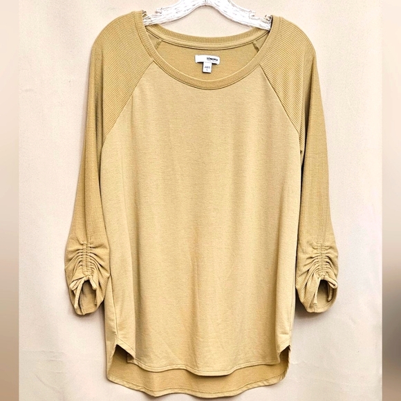 Sonoma Women's Three-Quarter Sleeve Tan Sweatshirt Tee Sz L - Picture 1 of 8